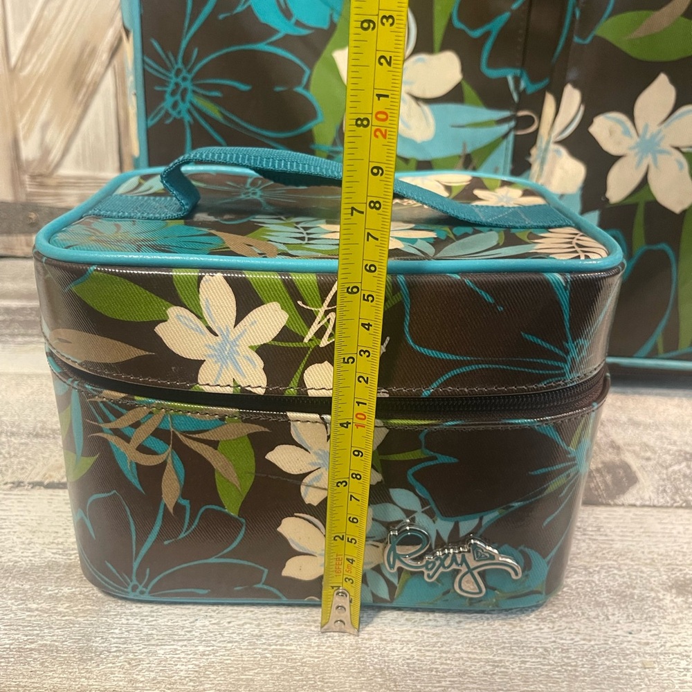 Floral Vintage ROXY 4 Piece Luggage Set in Teal & Brown gently used - Picture 10 of 16